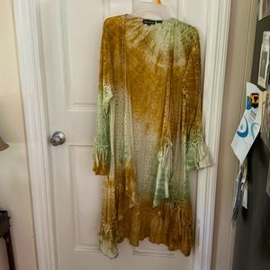 bohemian fashion, jacket or swimsuit cover - thin eyelet, tassels and ruffles